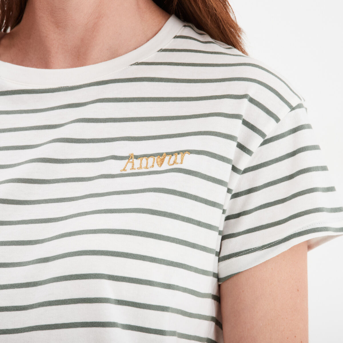T-shirt manches courtes coton ecru femme