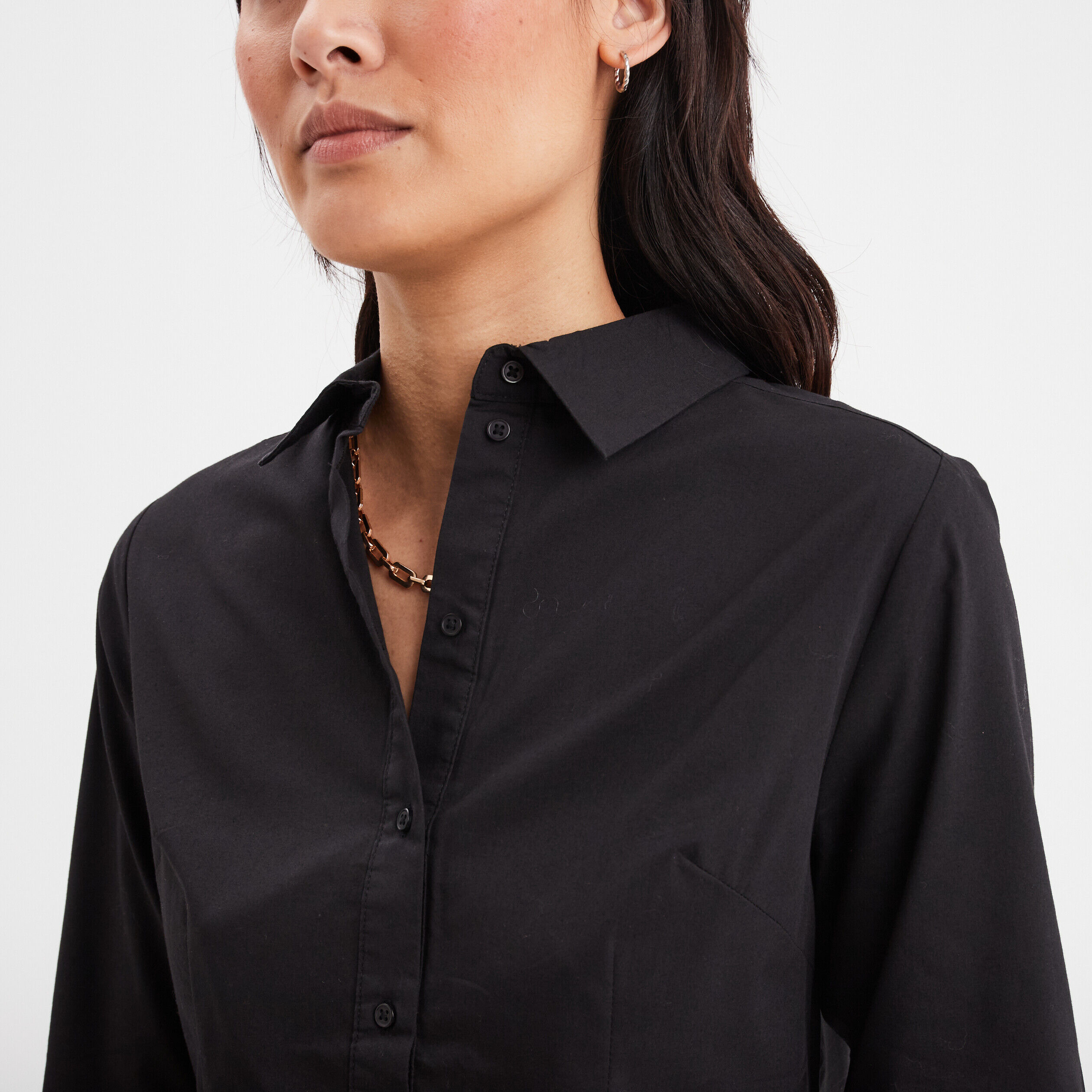 Chemise Noir femme chemisiers blouse tunique pas cher