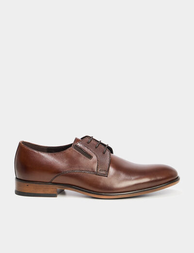 Derbies à lacets en cuir marron homme