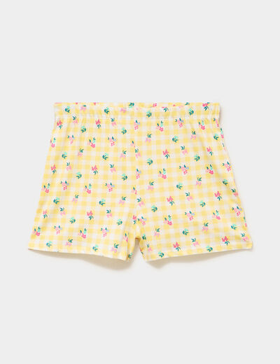 Bas de pyjama short coton jaune femme