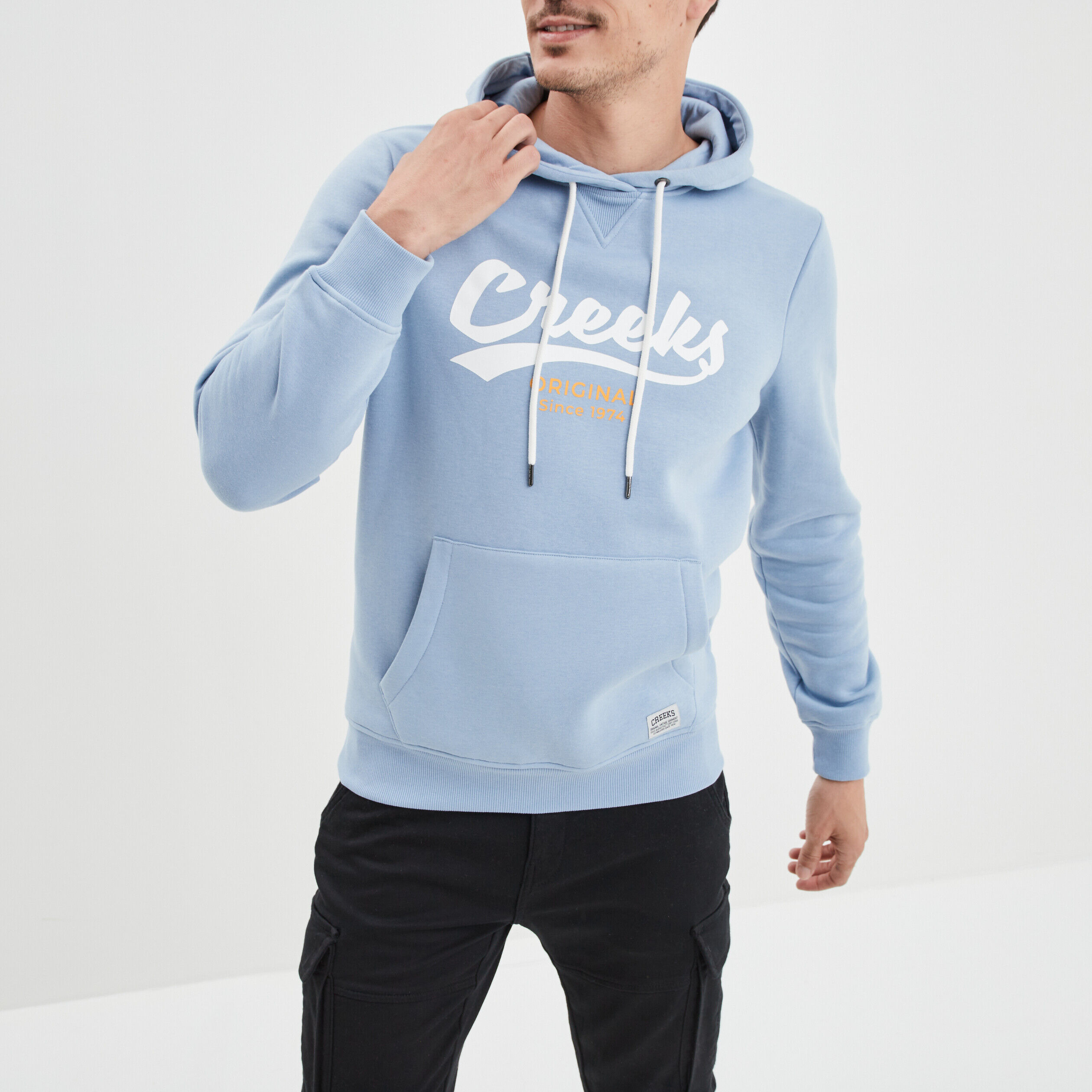 Sweat à capuche hoodie Creeks bleu ciel homme CREEKS