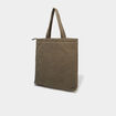 Sac tote bag zipp&eacute; effet velours vert kaki femme
