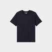 T-shirt col rond manches courtes coton bleu fonc&eacute; femme