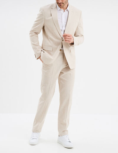 Pantalon de costume chino lin mélangé gris clair homme