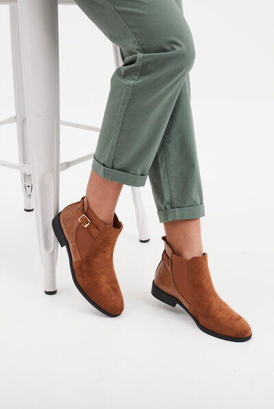 Bottines chelsea avec boucles marron femme