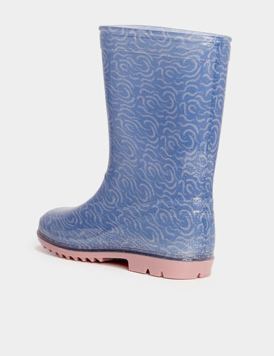 Bottes de pluie paillettes Stitch bleu fille