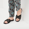 Mules effet macramé noir femme