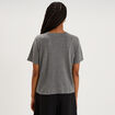 T-shirt col rond manches courtes coton gris femme