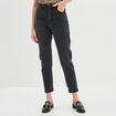 Jeans mom taille haute 7/8ème coton denim noir femme