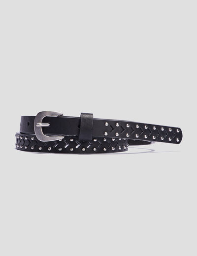 Ceinture perforée à clous noir fille