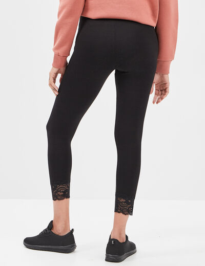 Legging 7/8ème avec dentelle noir femme