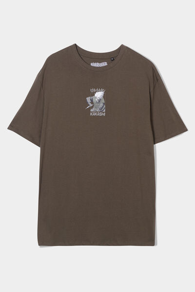 T-shirt manches courtes Kakashi Naruto vert kaki homme
