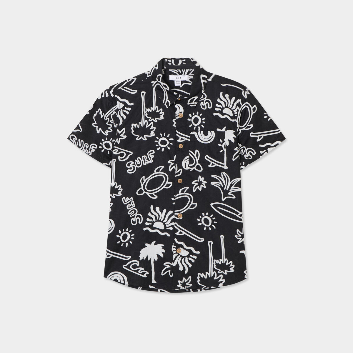 Chemise manches courtes noir gar&ccedil;on