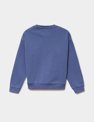 Sweat col rond manches longues bleu gris fille
