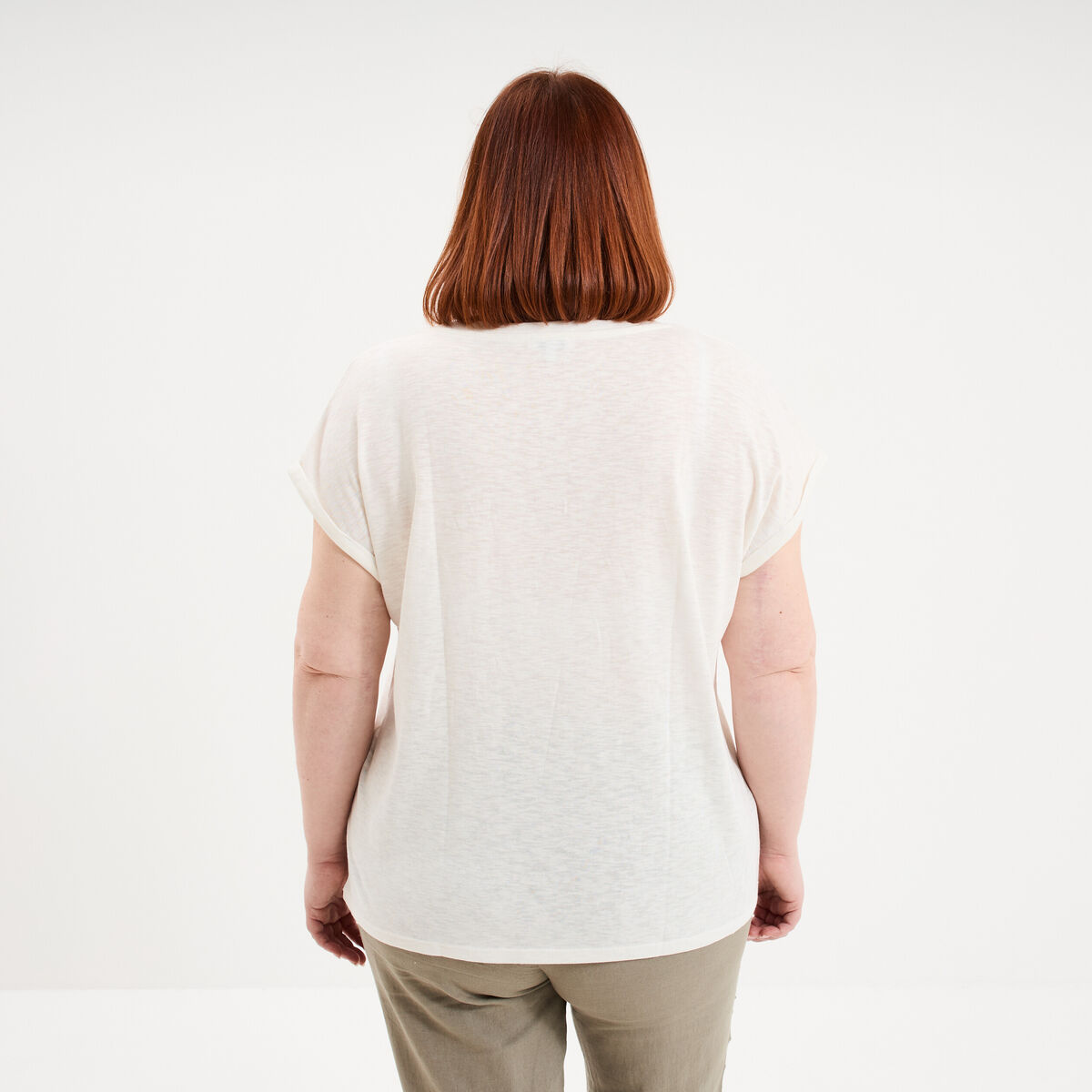 T-shirt droit manches courtes col rond blanc femme grande taille