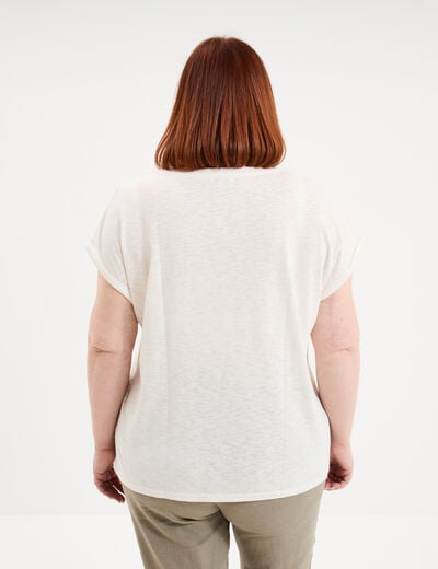 T-shirt droit manches courtes col rond blanc femme grande taille