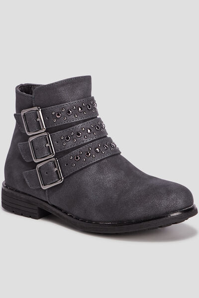 Bottines avec brides gris fille