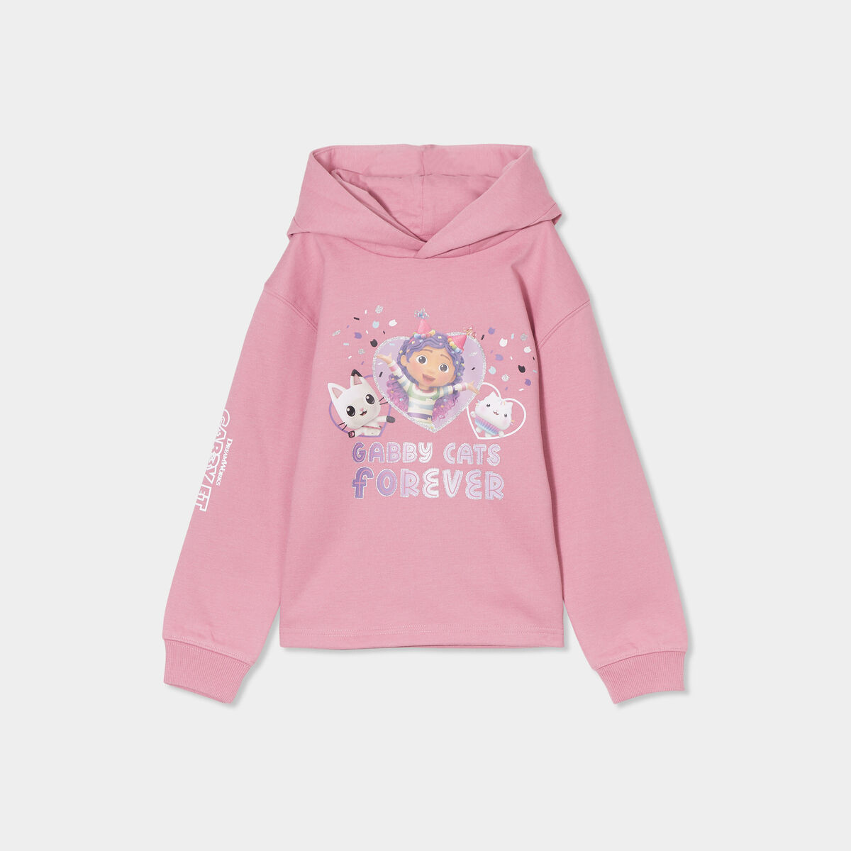 Sweat hoodie Gabby et la Maison magique rose poudrée fille