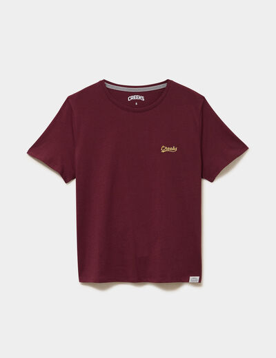 T-shirt col rond manches courtes violet fonc&eacute; femme