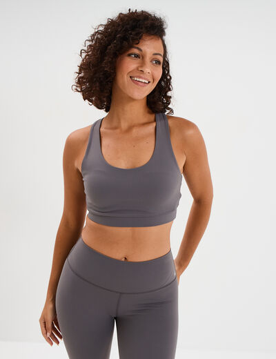 Brassi&egrave;re de sport dos nageur gris fonc&eacute; femme