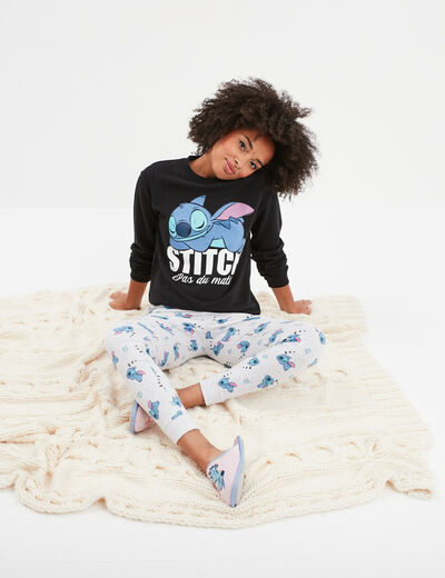 Ensemble pyjama pantalon coton Stitch noir femme