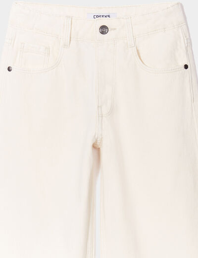 Pantalon large 5 poches coton creme fille
