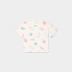T-shirt col rond manches courtes coton ecru fille