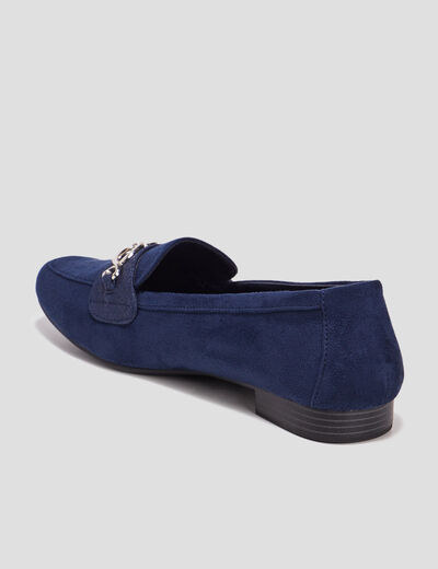 Mocassins plats suède bleu marine femme