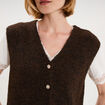 Gilet sans manches col en V marron fonc&eacute; femme