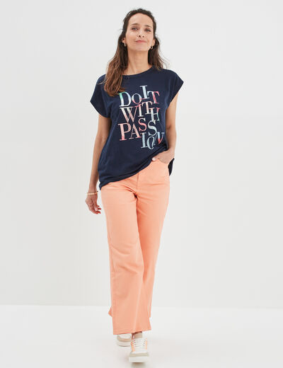 T-shirt col rond manches courtes Creeks bleu marine femme