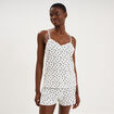 Ensemble pyjama short et d&eacute;bardeur ecru femme