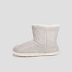 Chaussons bottines avec pompons gris femme