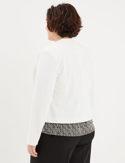Veste droite cropped blanc femme grande taille