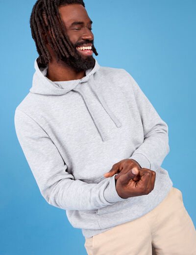 Sweat molleton à capuche hoodie gris clair homme