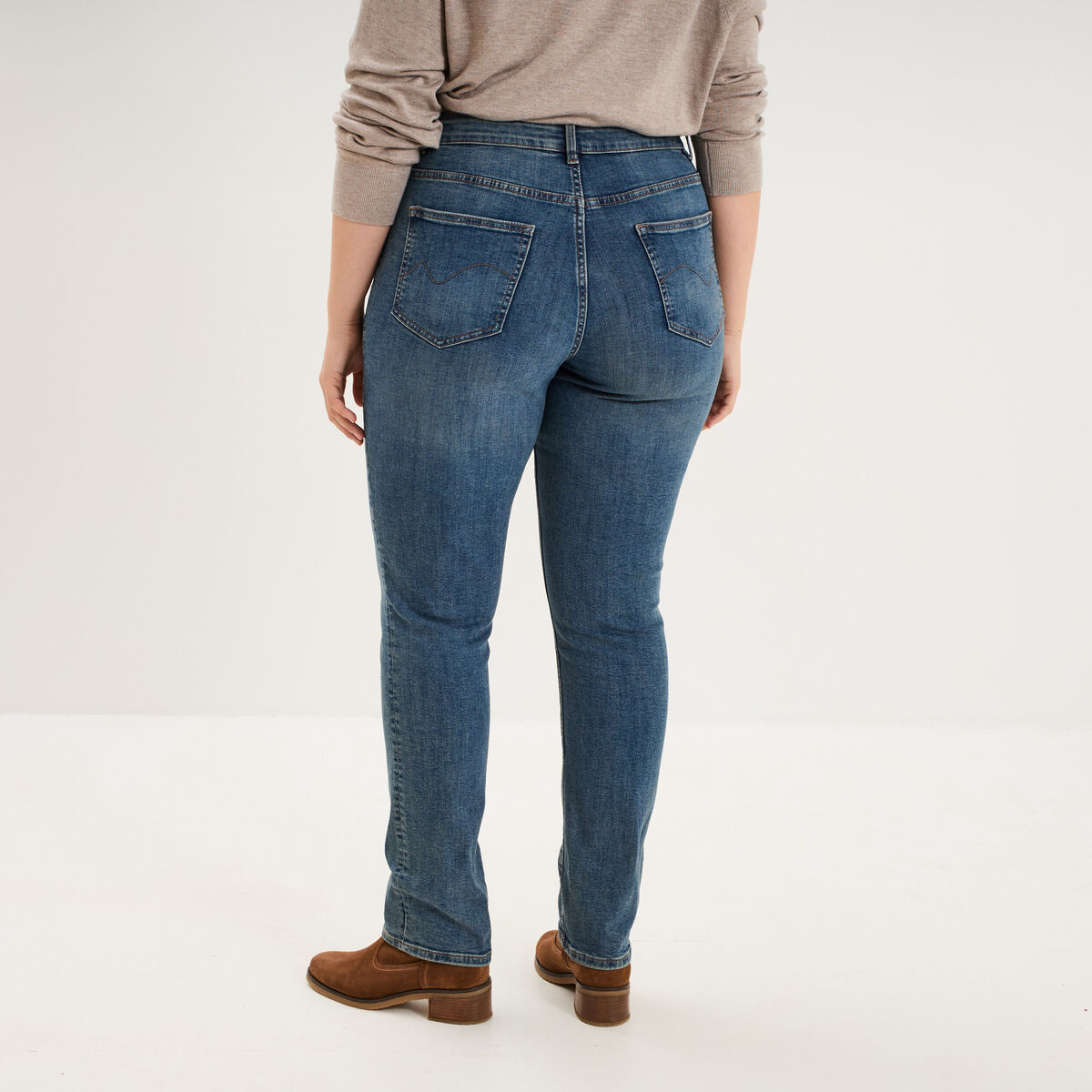 Jeans droit taille haute denim dirty femme grande taille