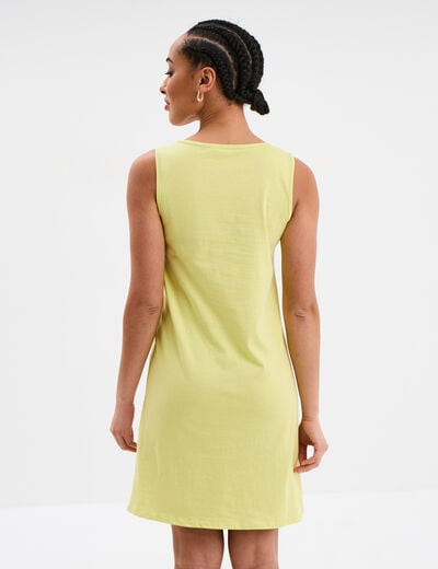 Chemise de nuit sans manches coton vert anis femme