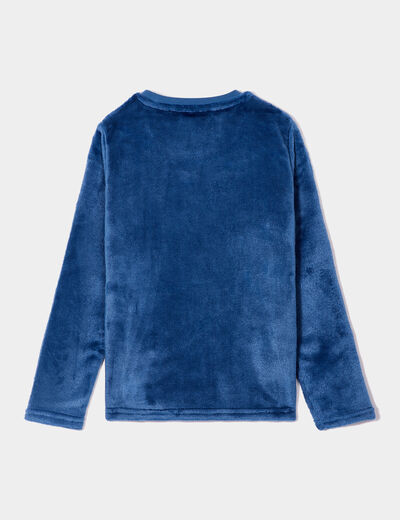 Ensemble pyjama pantalon velours No&euml;l bleu marine gar&ccedil;on