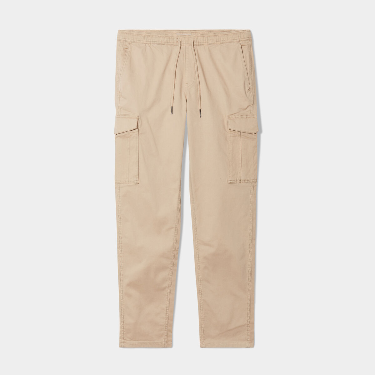 Pantalon cargo taille &eacute;lastiqu&eacute;e beige homme