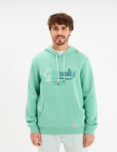 Sweat hoodie molleton1 poche vert menthe homme
