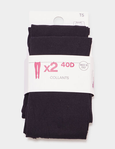 Lot de 2 collants 40D noir femme grande taille