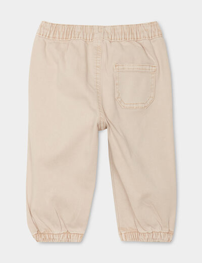 Pantalon jogger bas élastiqué coton beige bébé garçon