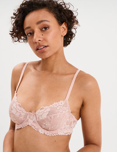 Soutien-gorge embo&icirc;tant dentelle rose clair femme