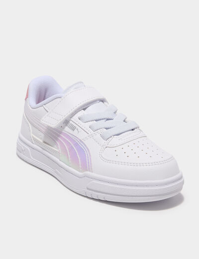 Tennis basses &agrave; scratchs Puma Caven Holo mauve fille