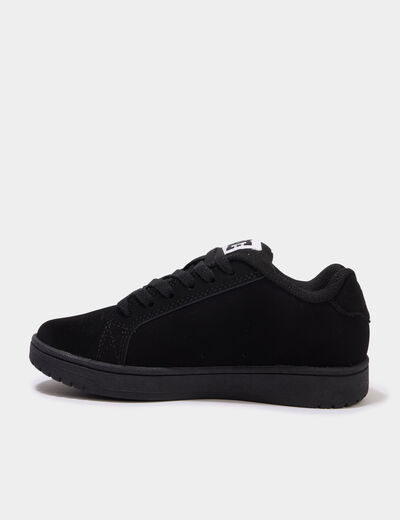 Tennis basses &agrave; lacets en cuir noir gar&ccedil;on