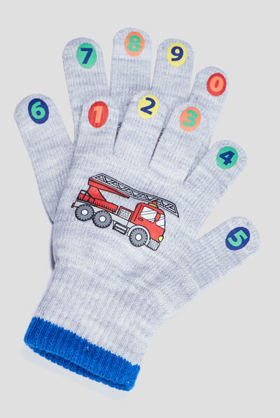 Gants tricotés gris clair garçon