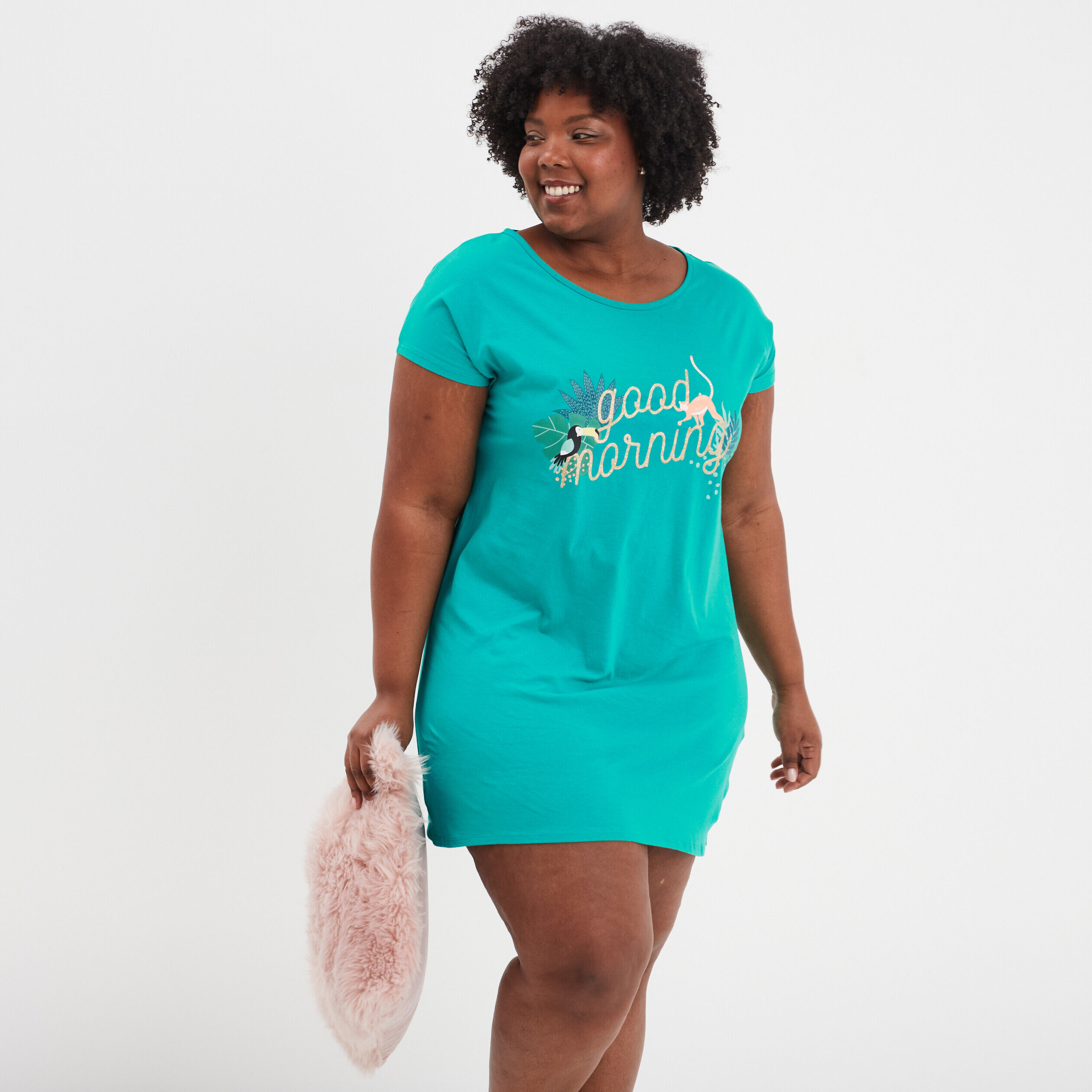 Chemise de nuit courte vert foncé femme grande taille MODAVISTA