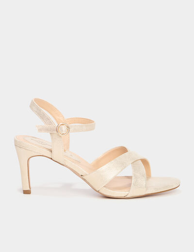 Sandales à talons 7 cm jaune or femme