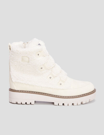 Bottines fausse fourrure blanc femme