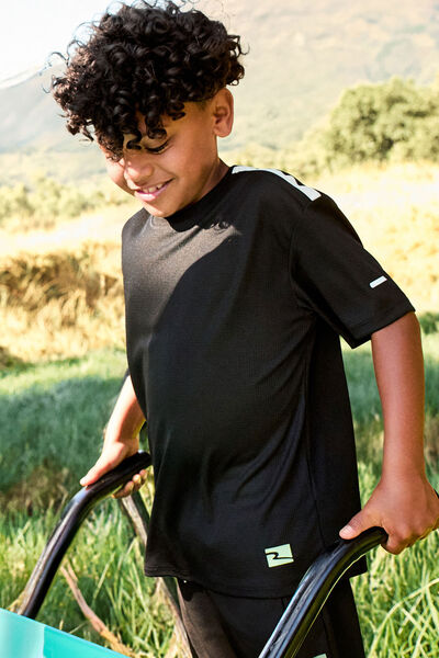 T-shirt oversize manches courtes noir gar&ccedil;on