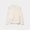 Blouse droite manches longues coton ecru femme